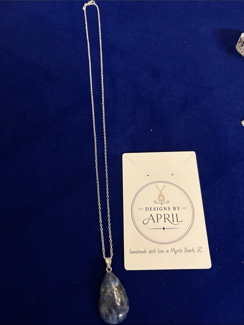 Genuine Natural Sodalite Healing Gemstone Pendant on 22” sterling silver chain